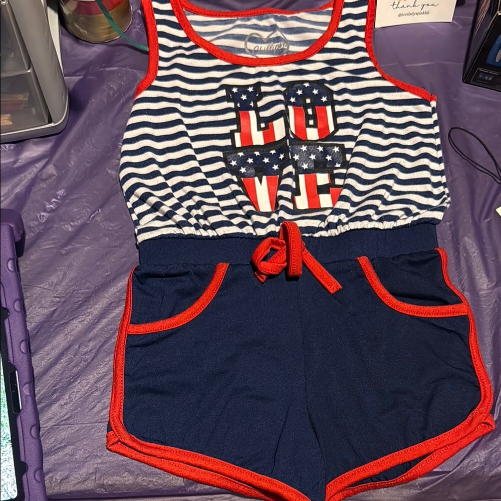 Chillipop| Striped Romper with Red Accents and Bow